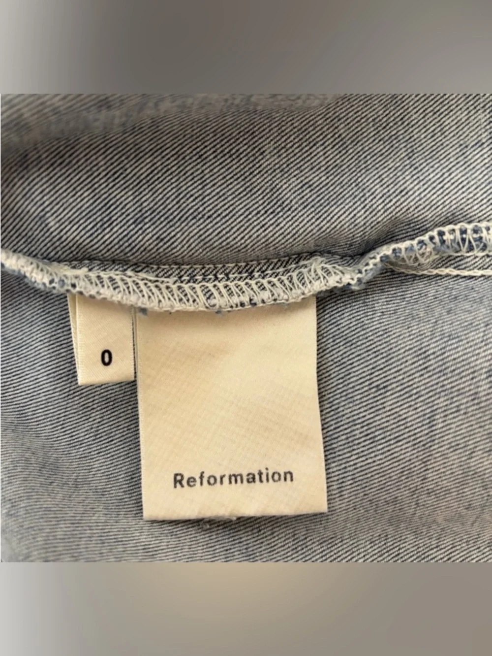 REFORMATION Lars Denim Dress Mini Short Raw Cut Hem Button Up Adriatic Blue 0 XS - Picture 7 of 15